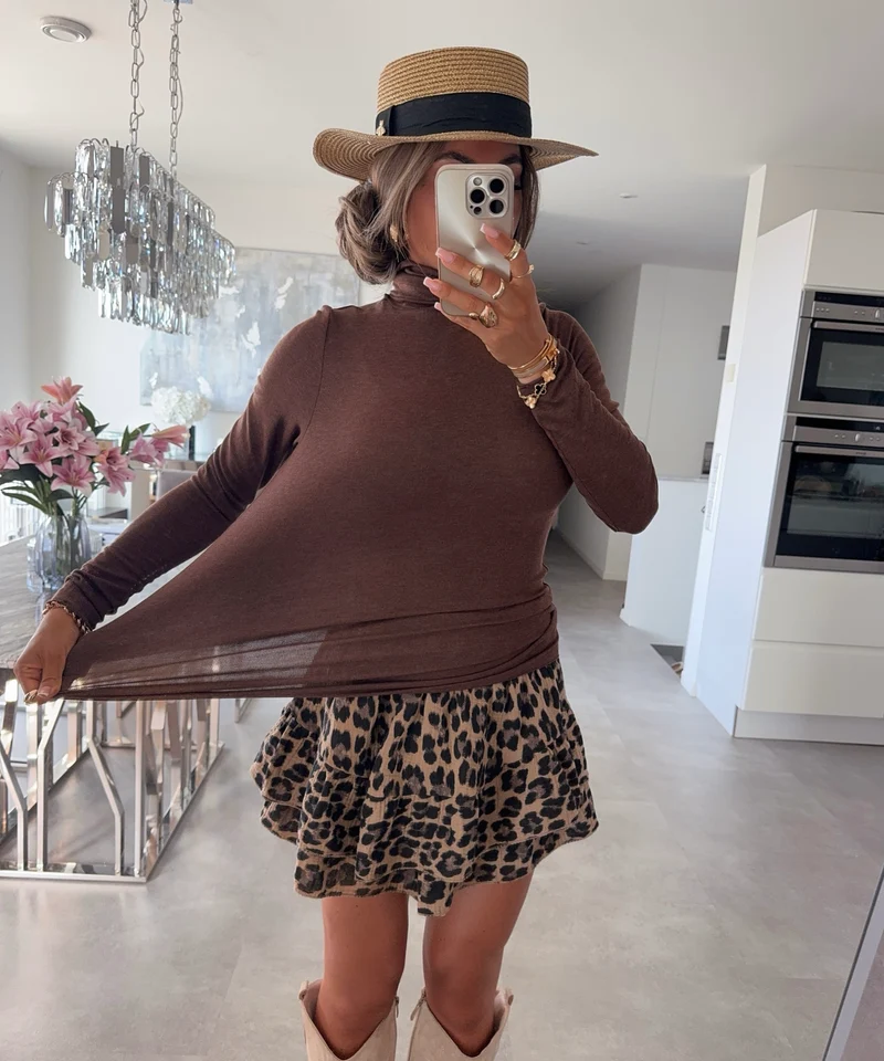 Viskose Rollkragen Pullover Elya Braun