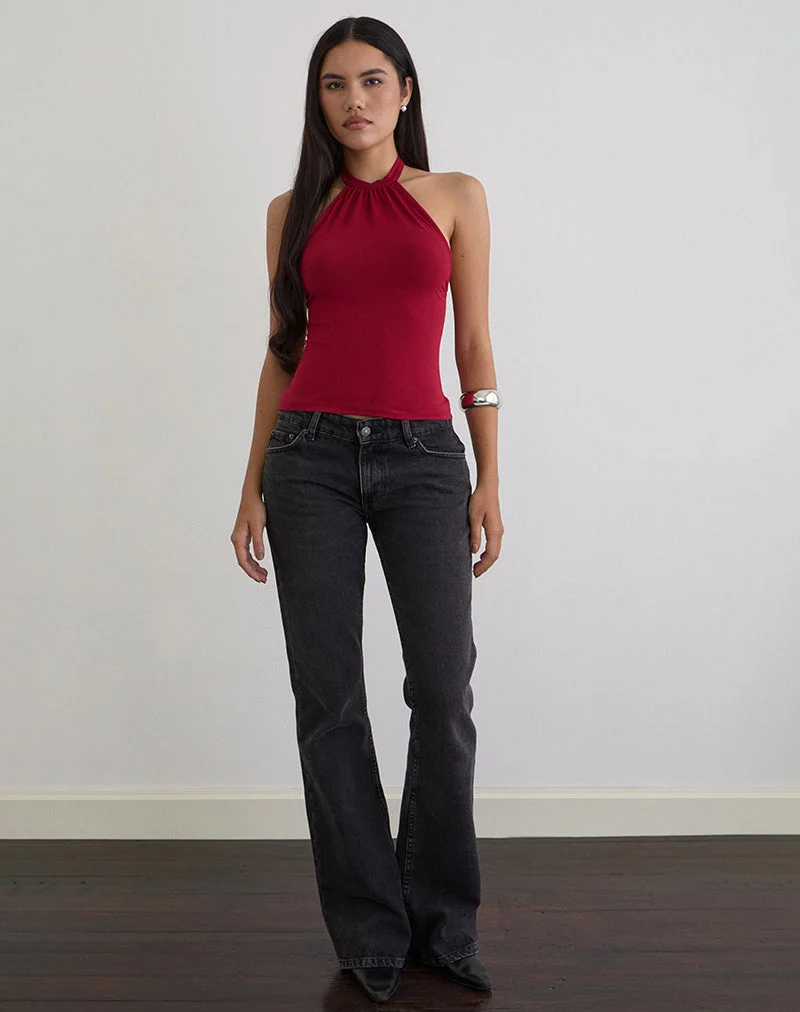 Raceline Neckholder-Top aus Rayon Jersey Adrenalin Rot