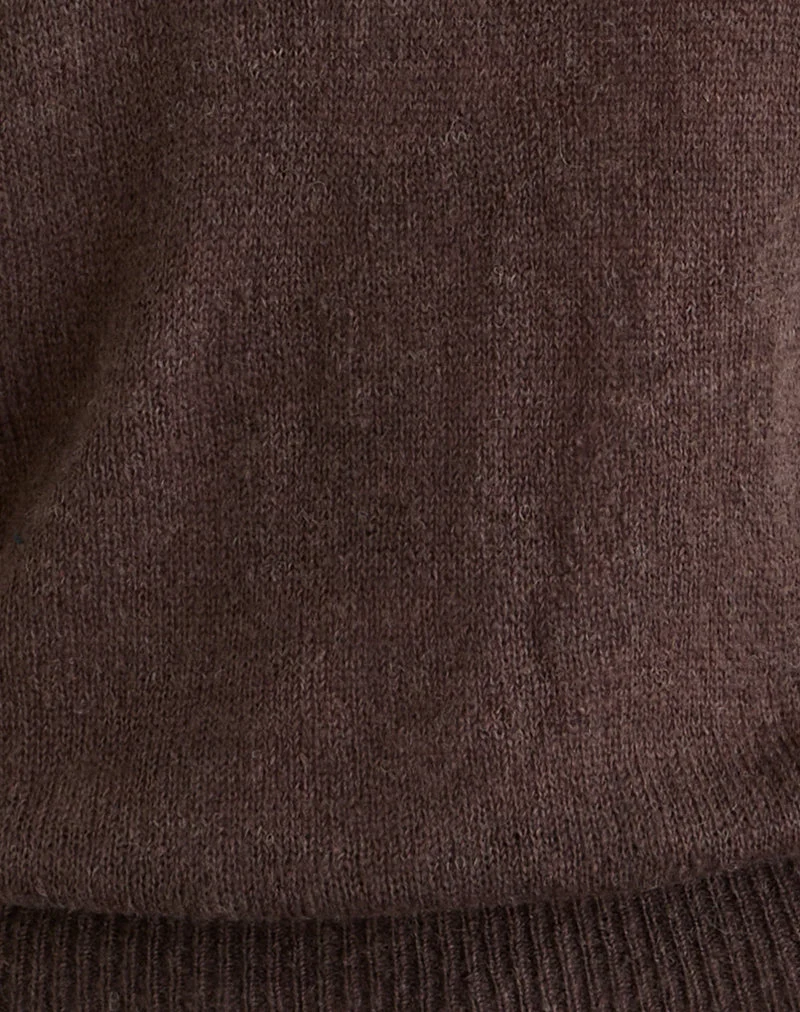 Sinda Scoopback Top aus Strick in Dunkelbraun