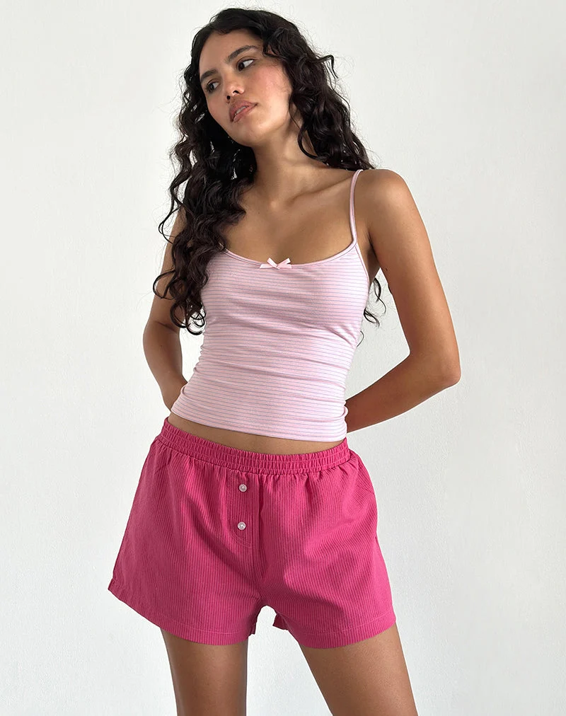 Voir Short aus Popeline rot und rosa gestreift