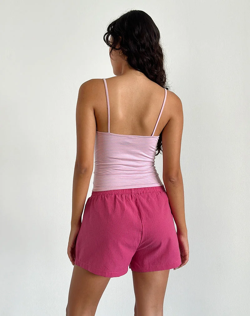 Voir Short aus Popeline rot und rosa gestreift