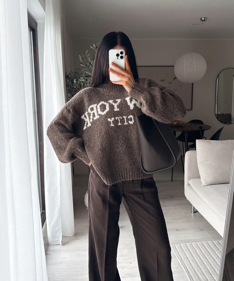 Pullover New York City Braun