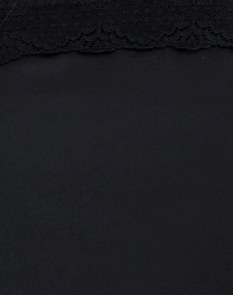 Minae Bandeau-Top mit Spitzenbesatz aus schwarzem Satin