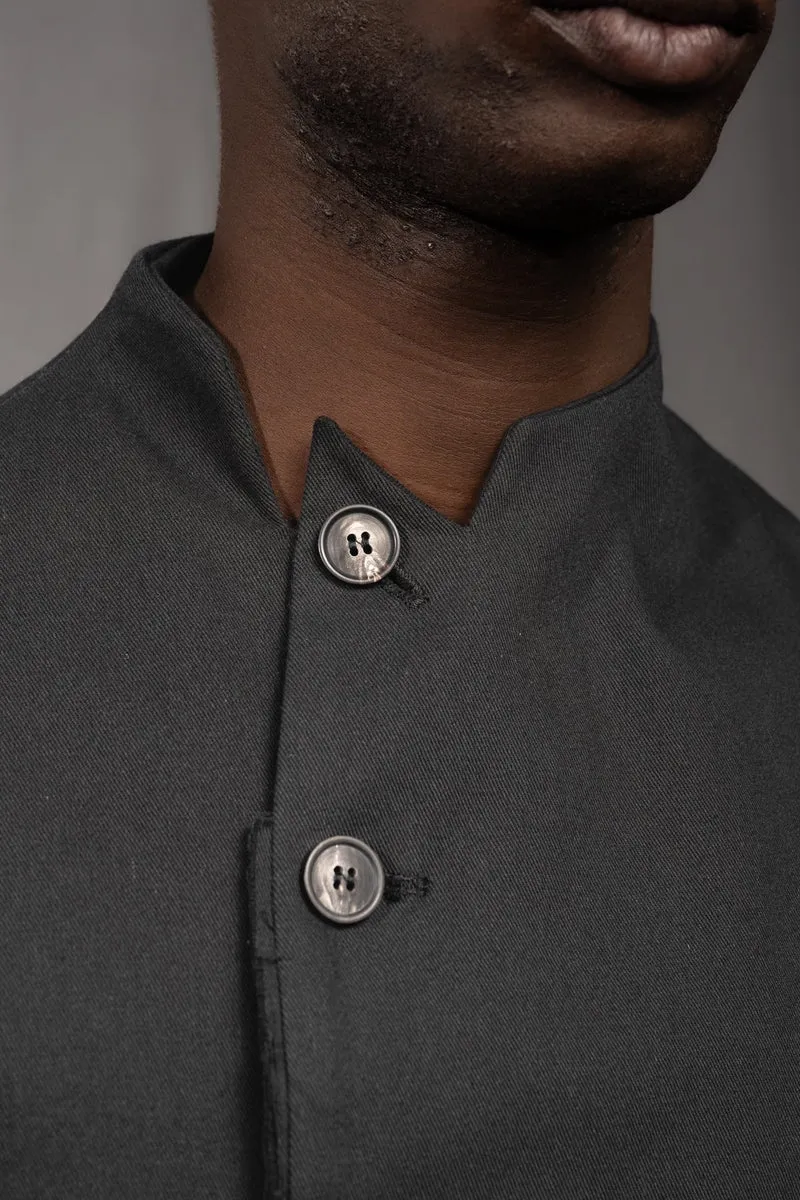 eigensinnig wien | Zweig | Asymmetrisches Herren Designersakko mit Stehkragen aus Baumwolle in Schwarz