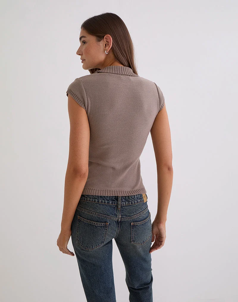 Malya Top mit Schnalle aus Strick in Taupe