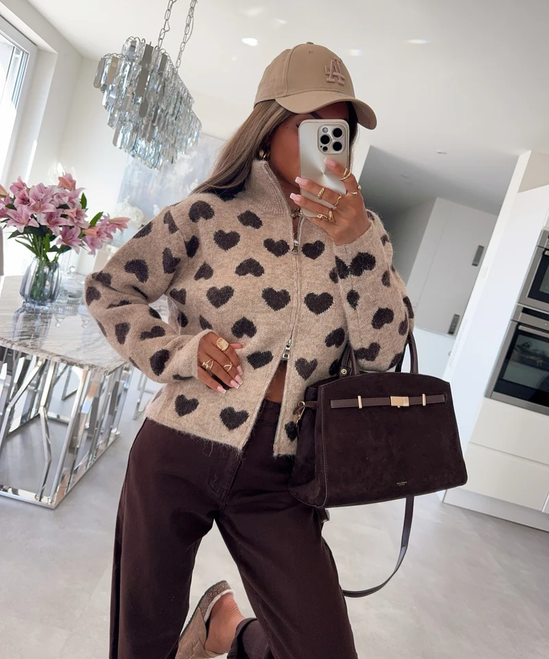 Zip Jacke Pia Herz Taupe
