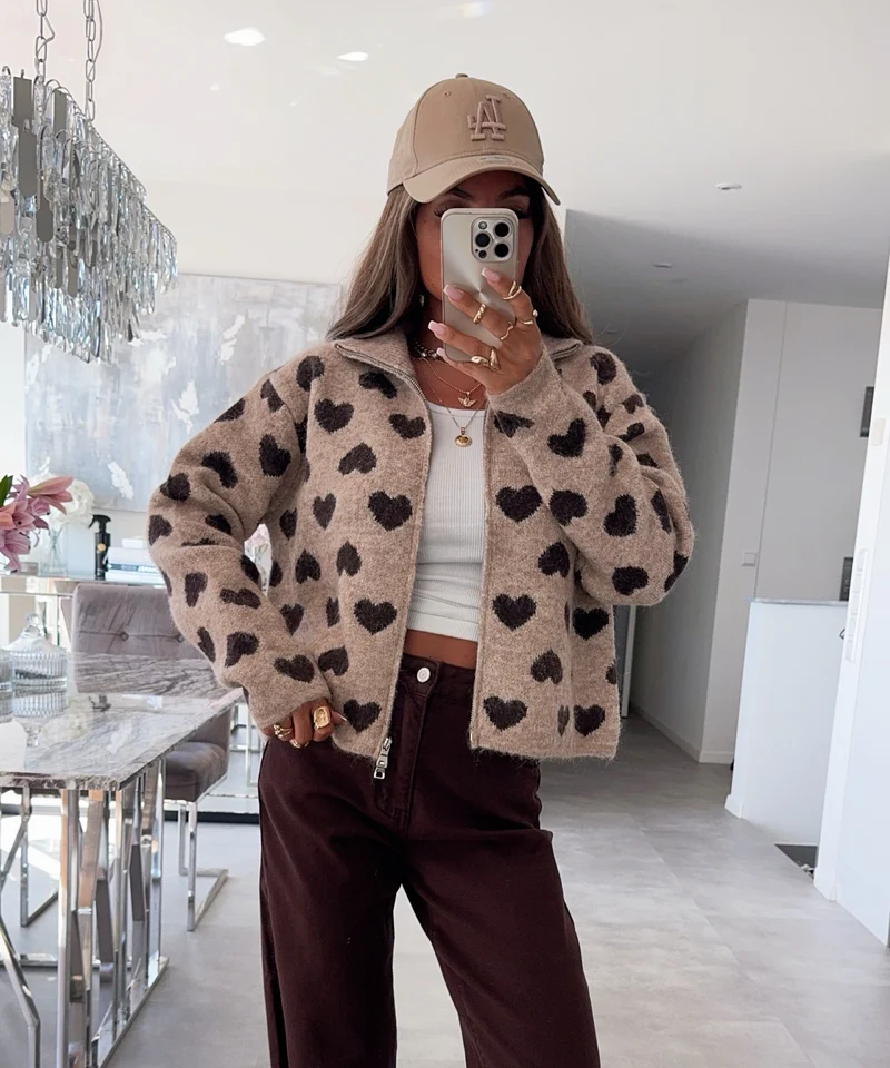 Zip Jacke Pia Herz Taupe
