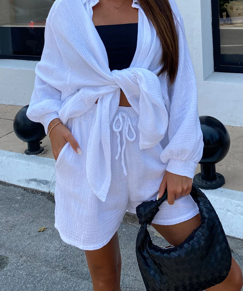 Musselin Shorts Weiß