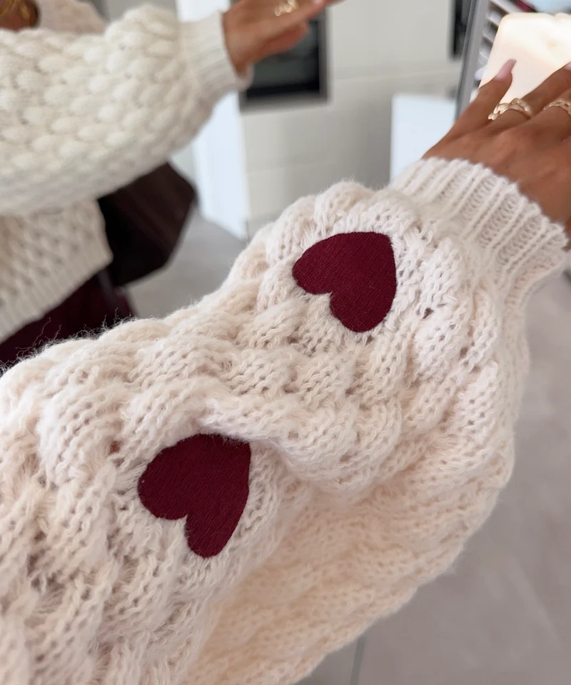 Herzchen Pullover Peya Beige