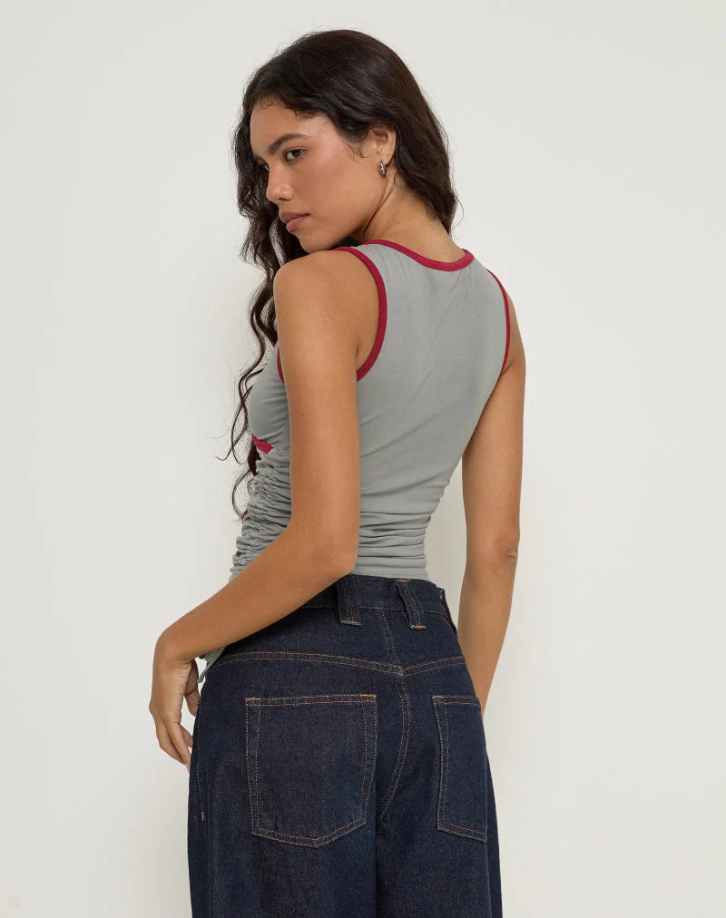 Laird Wrap Top in Grau mit roter Adrenalin-Bindung