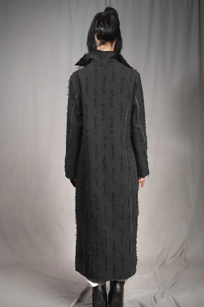 eigensinnig wien | Voltaire | Extravaganter Designer Damen Avantgarde-Langmantel in Grau