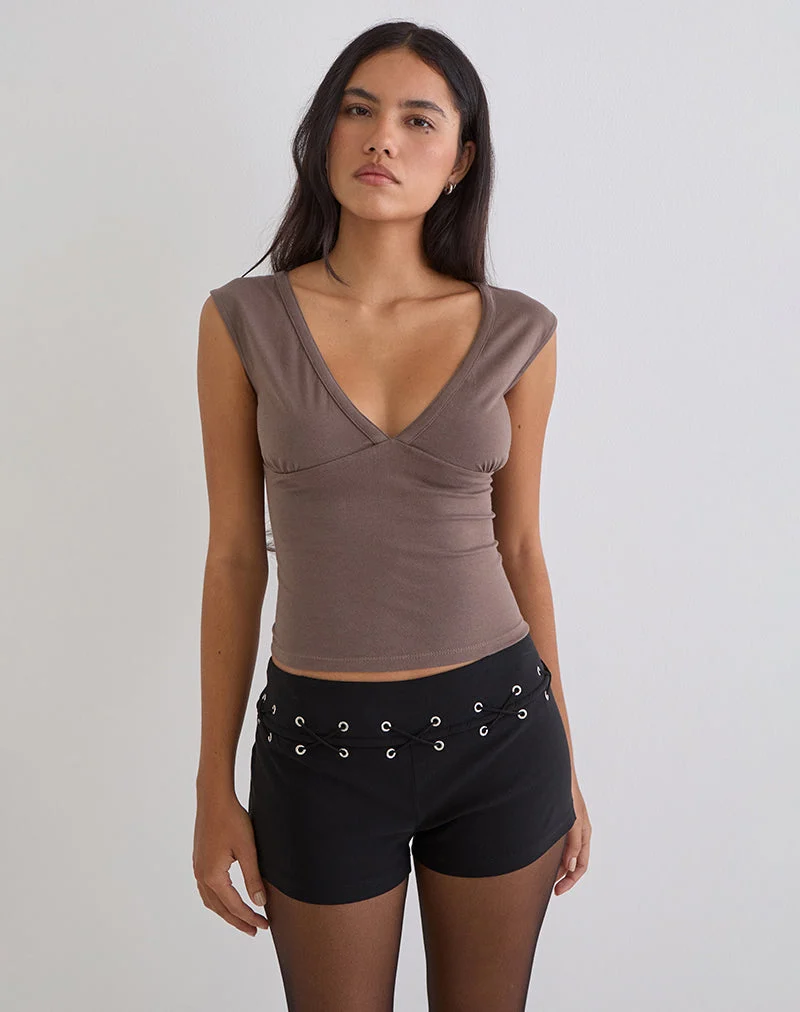 Emberly Plunge Top in Kaffee-Quarz