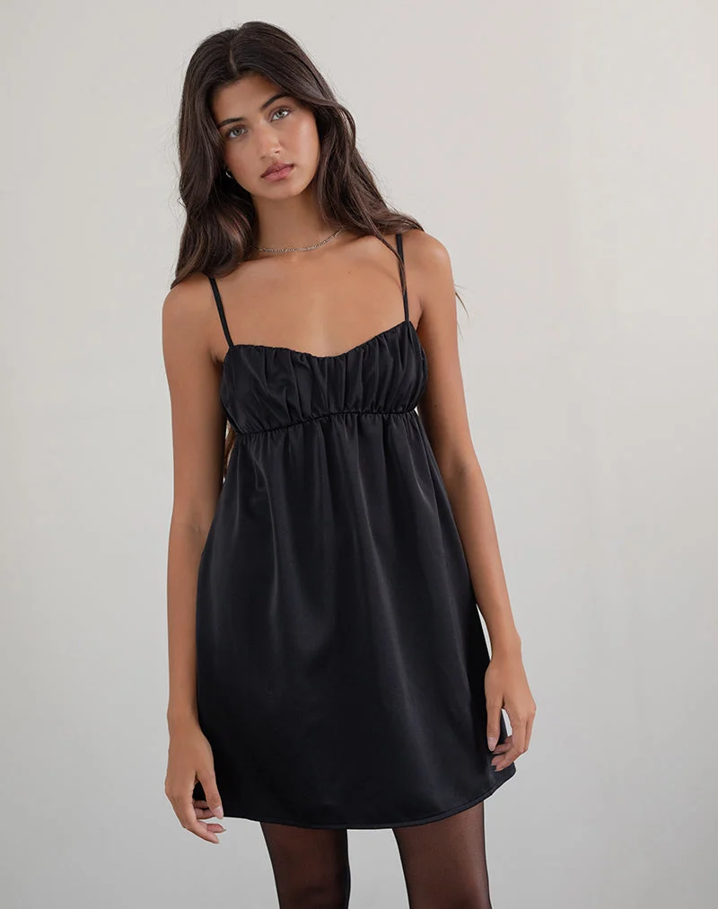 Cadenza Minikleid mit quadratischem Halsausschnitt in Schwarz