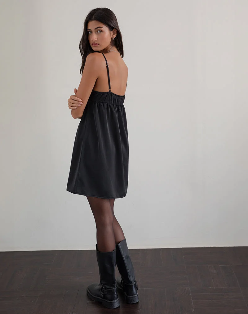 Cadenza Minikleid mit quadratischem Halsausschnitt in Schwarz