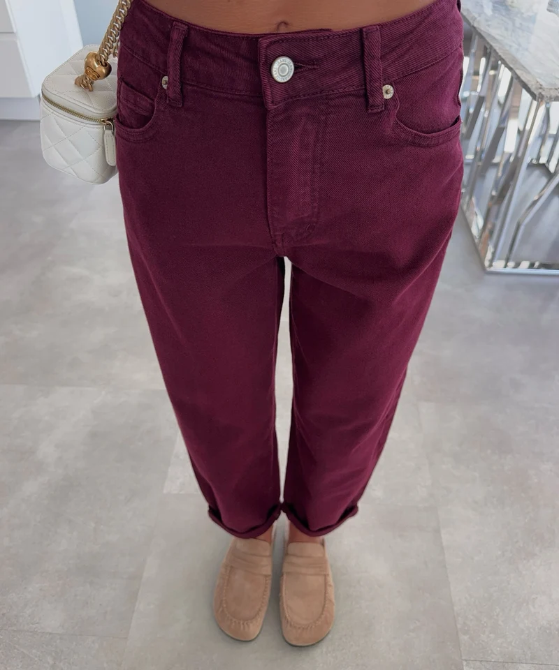 Stretch Mom Jeans Peppi Bordeaux