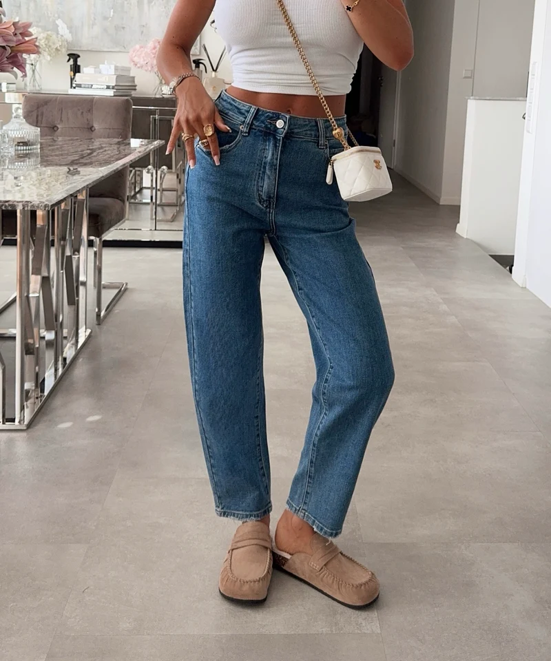 Stretch Mom Jeans Xaya Dunkelblau