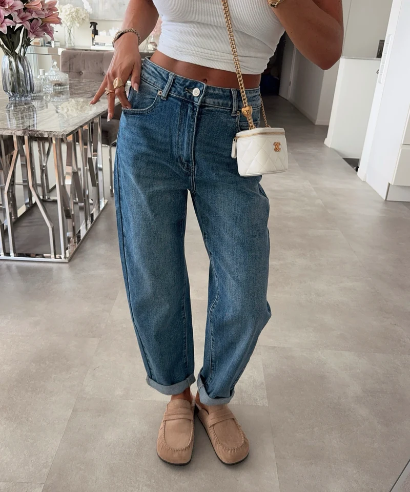 Stretch Mom Jeans Peppi Blau