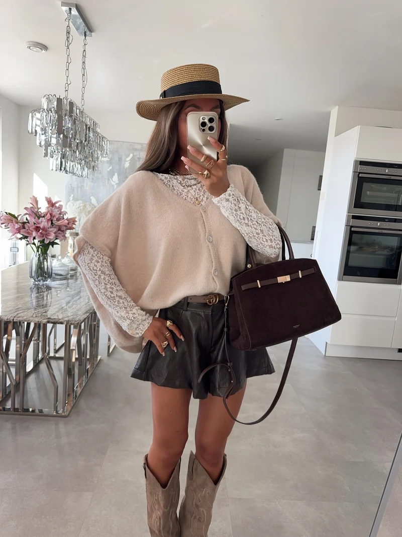 Leder Shorts Hiva Braun