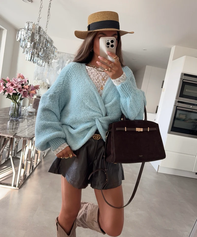 Leder Shorts Hiva Braun