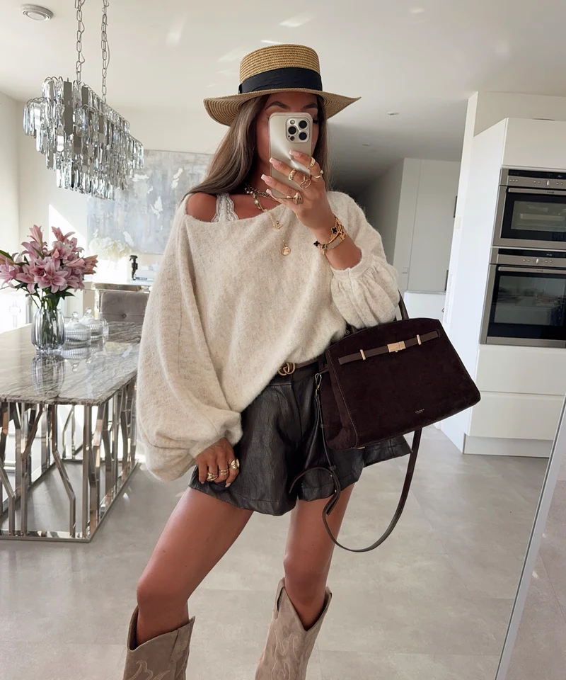 Leder Shorts Hiva Braun