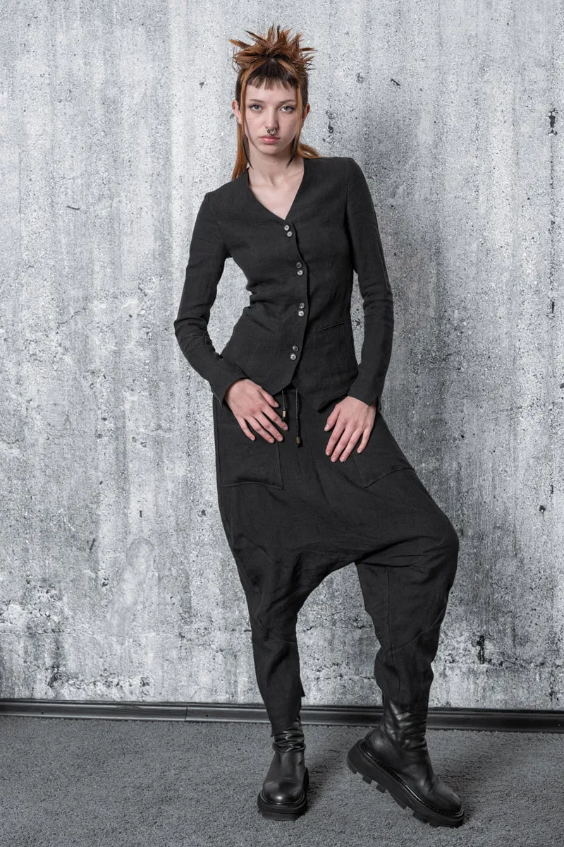eigensinnig wien | Ada | Schwarze Blusenjacke für Damen aus Leinen