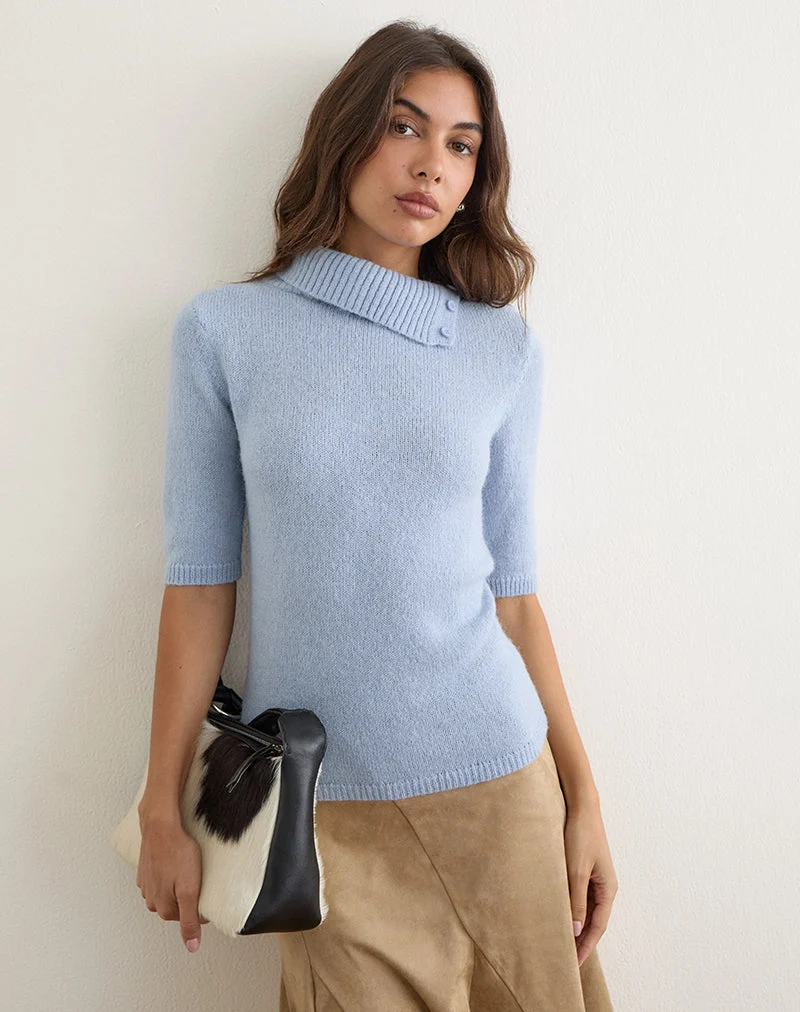 Hemas-Top aus glitzerndem blauem Strick