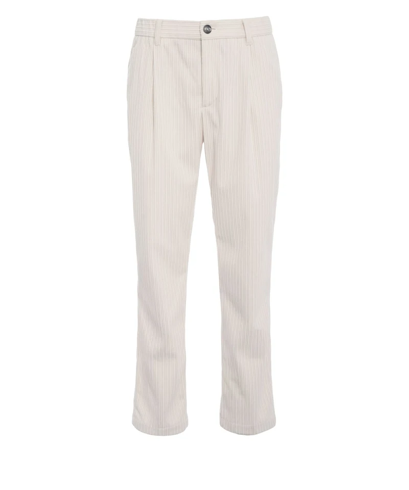 Pantaloni con pinces in velluto a coste