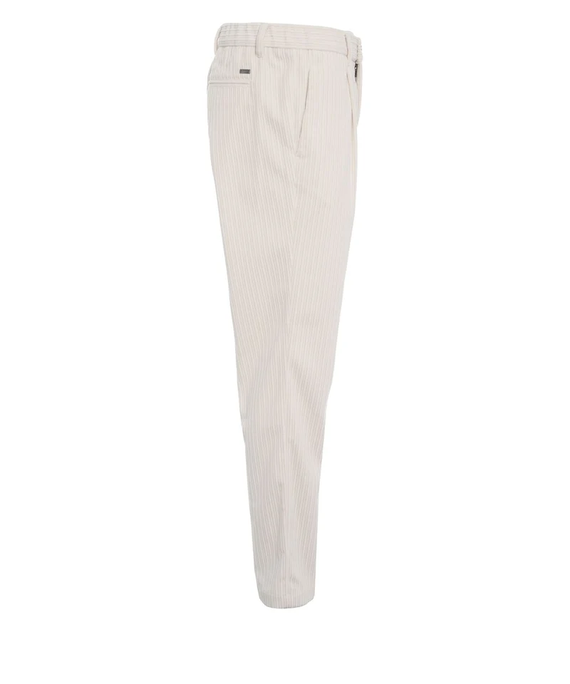 Pantaloni con pinces in velluto a coste