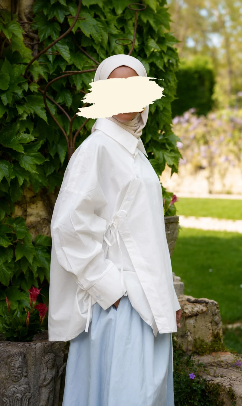 Oversized Baumwoll-Wickelbluse