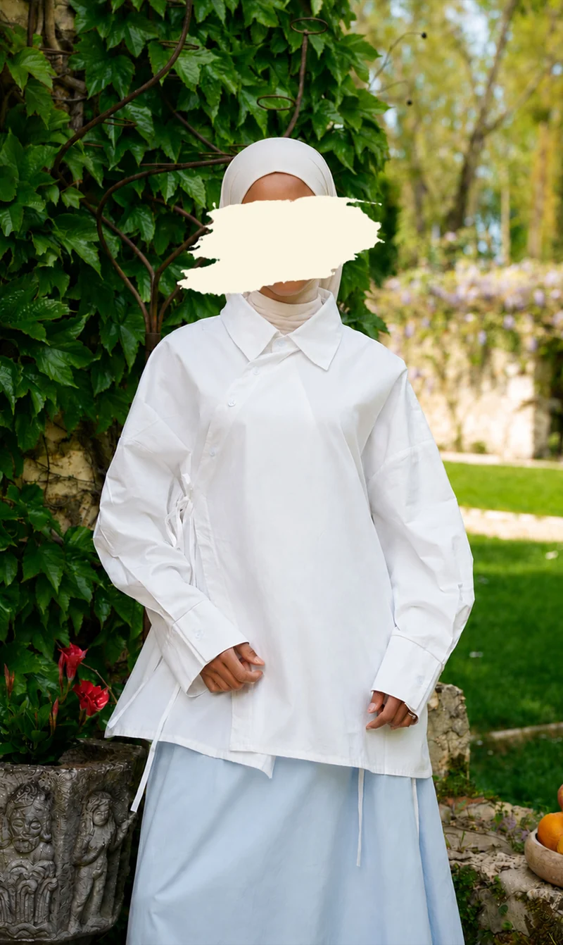 Oversized Baumwoll-Wickelbluse