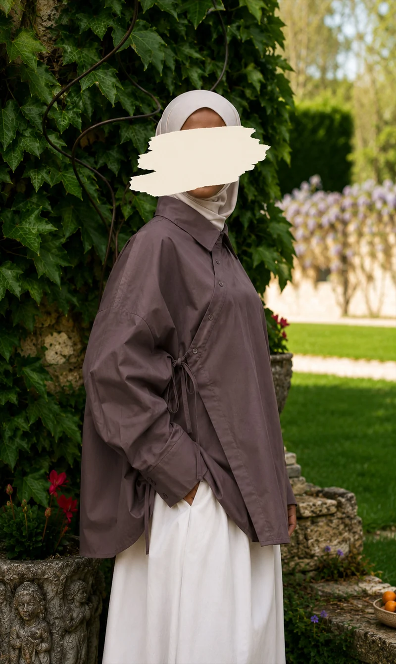 Oversized Baumwoll-Wickelbluse