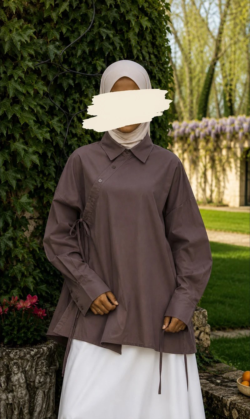 Oversized Baumwoll-Wickelbluse