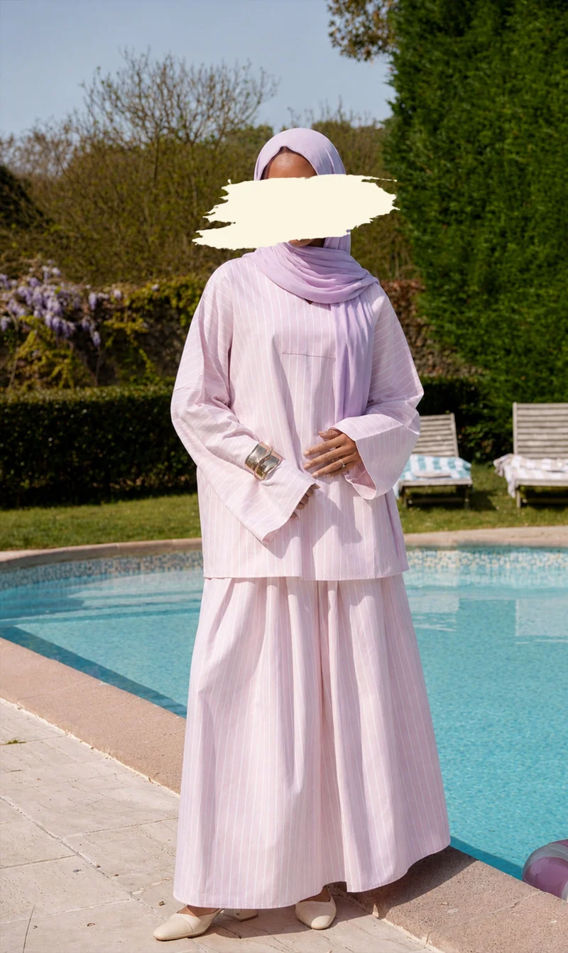 Oversize-Baumwollbluse und Rock