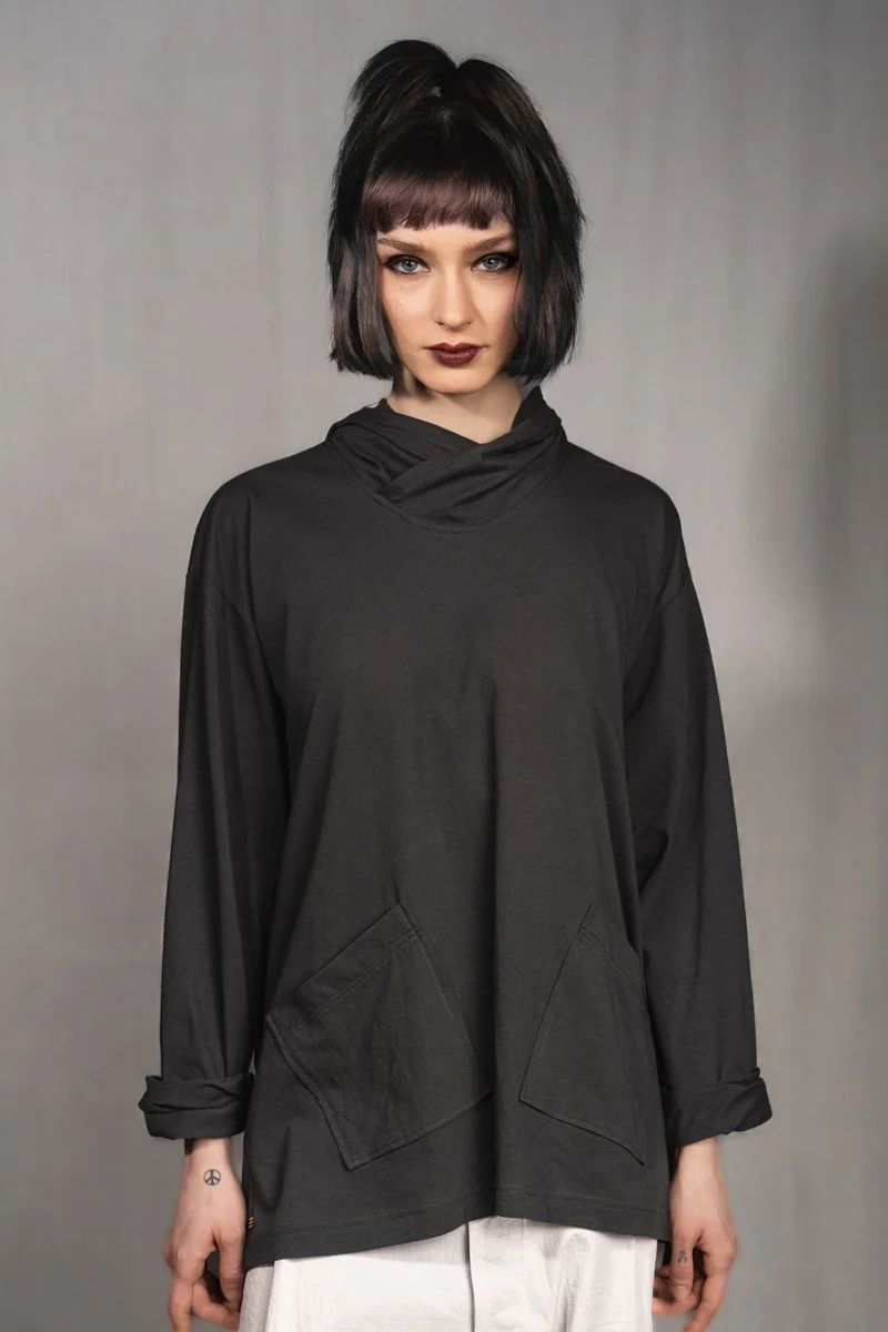 eigensinnig wien | Breed | Schwarzes Designer Hooded Sweatshirt aus Baumwolle