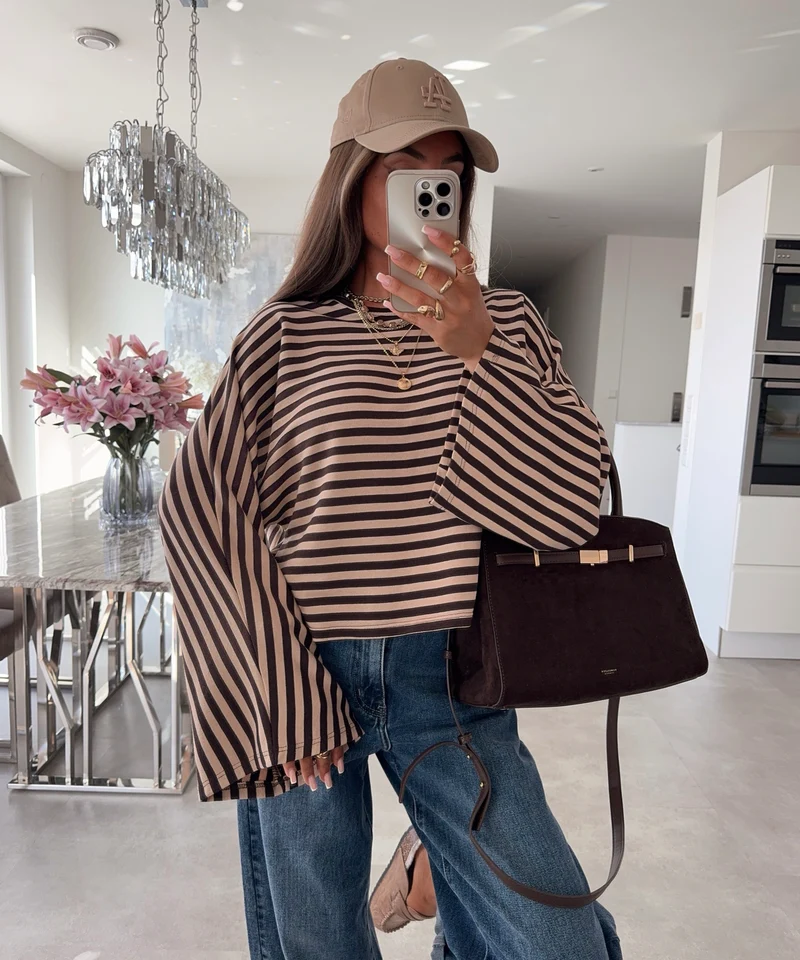 Longsleeve Gestreift Orea Braun beige