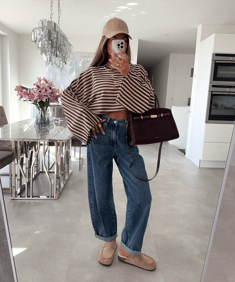 Longsleeve Gestreift Orea Braun beige