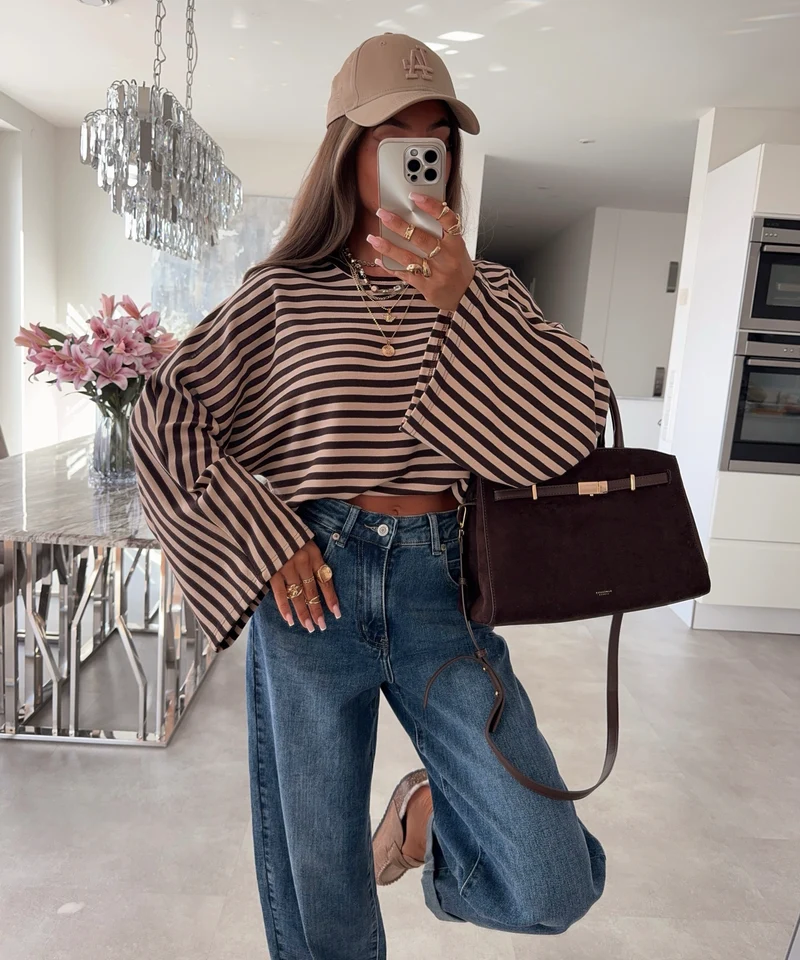 Longsleeve Gestreift Orea Braun beige
