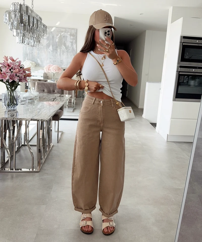 Stretch Balloon Jeans Aleno Camel