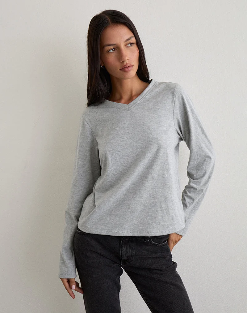 Feman Top aus Jersey Grau meliert