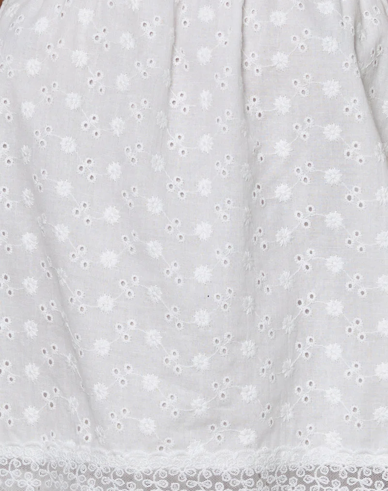 Charada Spitze Trim Bloomer Short in Broderie Elfenbein
