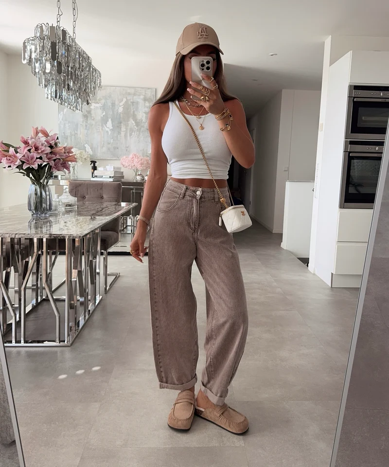 Stretch Balloon Jeans Laeticia Taupe