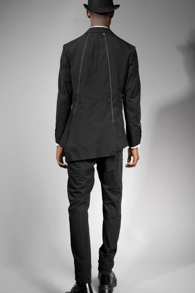 eigensinnig wien | Argo | Schwarzes Designer Herren-Sakko aus japanischer Baumwolle