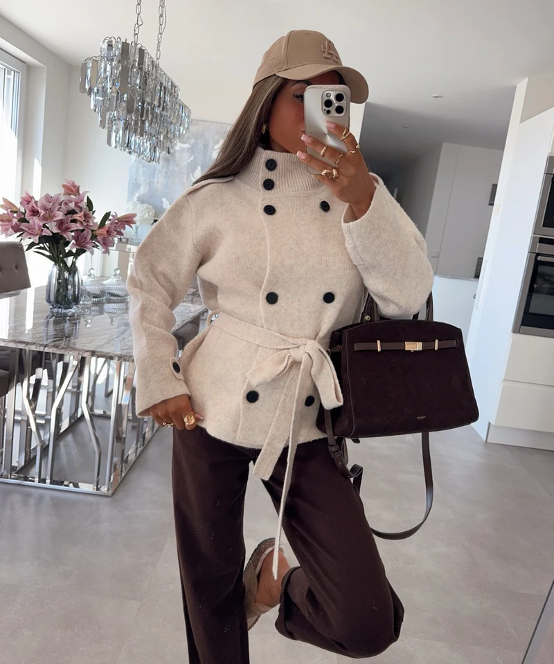 Strick Jacke Ilyria Beige