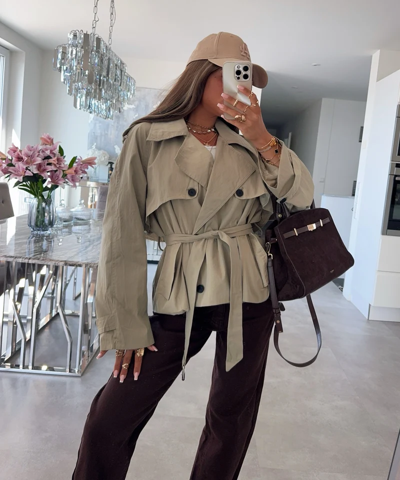 Kurze Trenchcoat Jacke Winnie Khaki