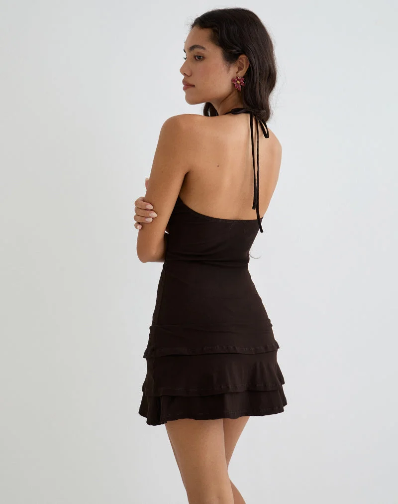 Suzetta Halter Minikleid in Schokoladenbraun