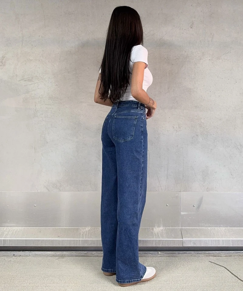 Stretch Wide Leg Jeans Lenna Blau