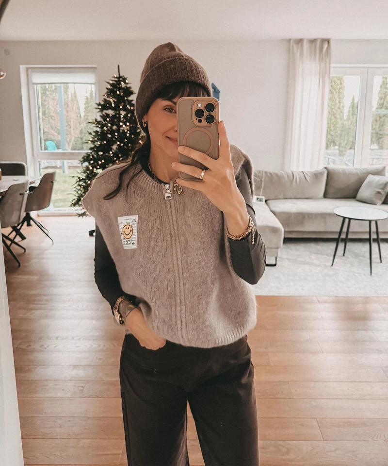 Zip Weste Smiley Naia Taupe