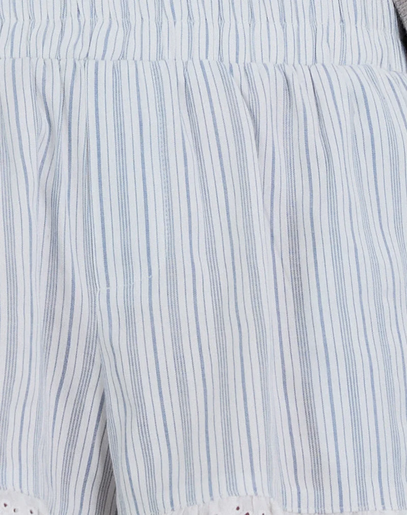 Bonji Shorts aus Leinen Weiß mit blauen Streifen