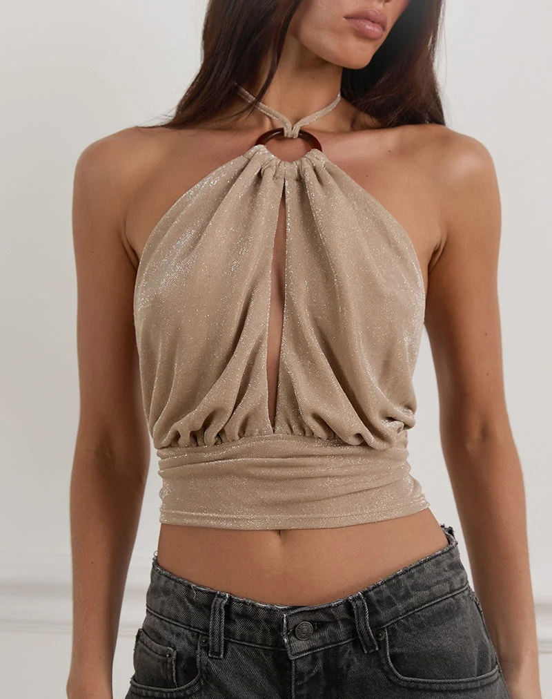 Karise Top aus glitzerndem Lurex-Mesh Creme