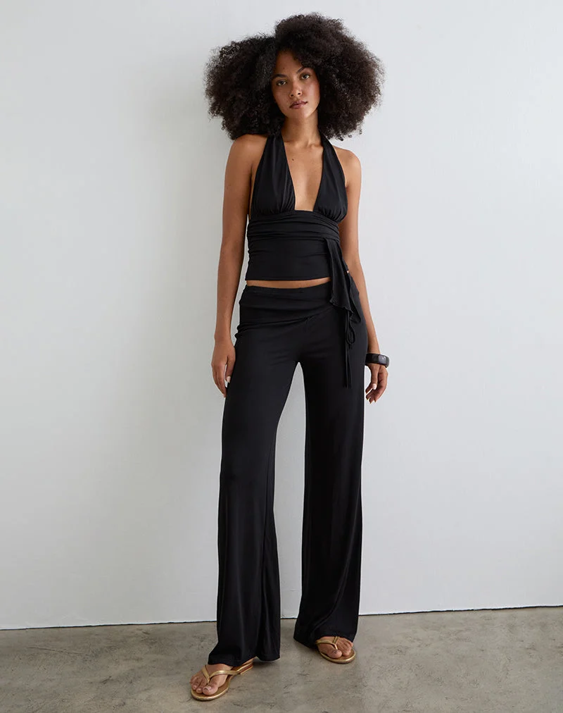 Prilla Halterneck-Top aus Cupro, schwarz